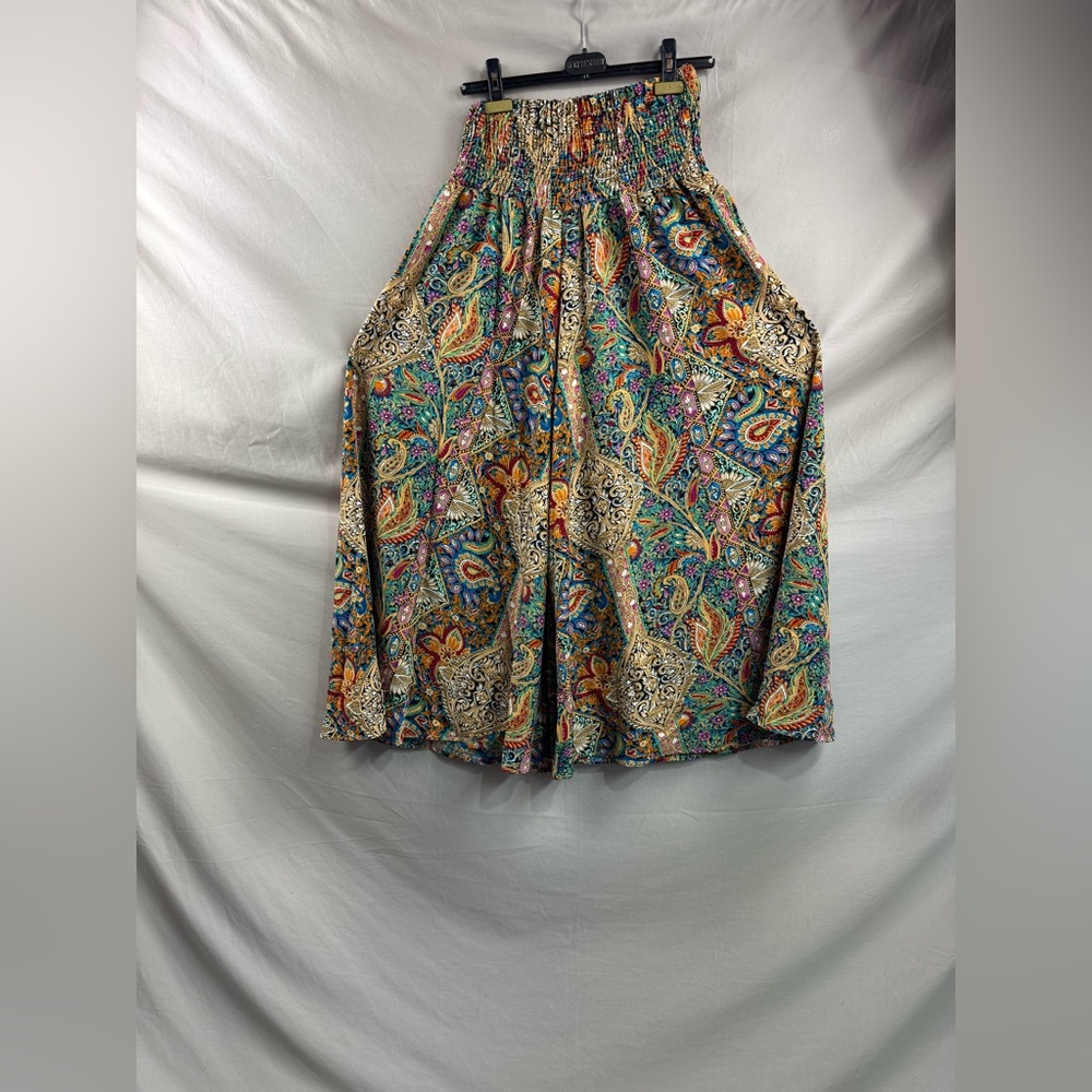 Shirred Waist Paisley Print Wide Leg Palazzo Pants - Picture 9 of 9